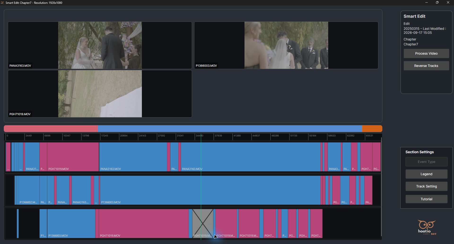 An unwanted stretch of a ceremony recording marked with a gray X